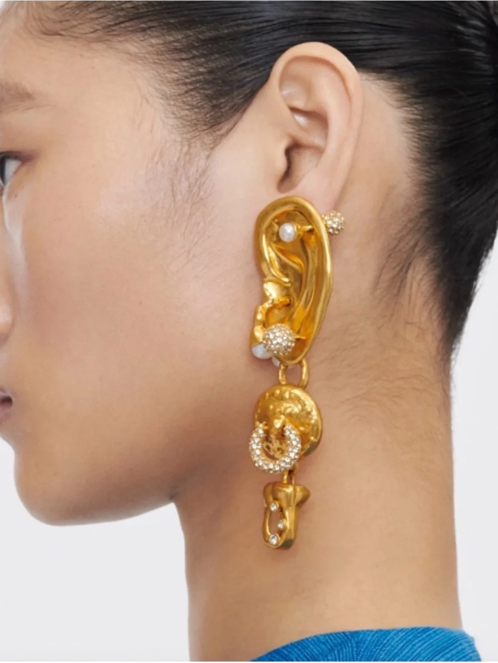 Luxurious Gold Drop Earrings with Pearl Accents